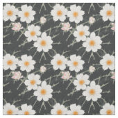 Weiße, stachelige Blume auf dunklem Hintergrund Stoff (Muster)