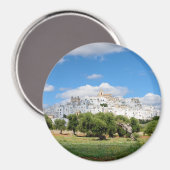 Weiße Stadt Ostuni, Apulien-Rundmagnet Magnet (Vorderseite/Rückseite)