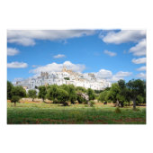 Weiße Stadt Ostuni mit Olivenbäumen, Apulien-Druck Fotodruck (Vorne)