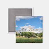 Weiße Stadt Ostuni mit Olivenbäumen, Magnet Apulie (Vorderseite/Rückseite)