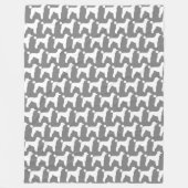 Weiße Standard Poodle Silhouette Muster Grau Fleecedecke (Vorderseite)