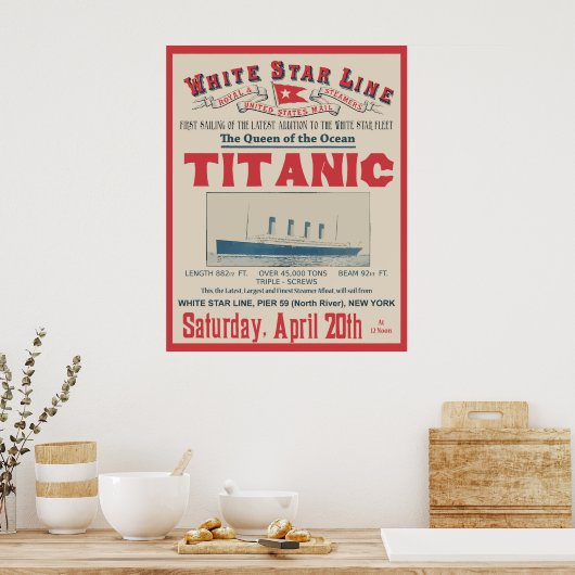 WEISSE STAR LINE (Titanic) Poster (Küche)