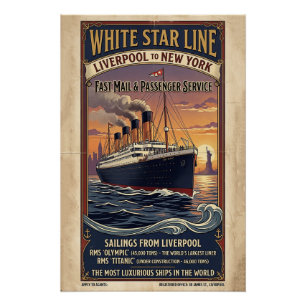 Weiße-Star-Linie Olympic- und Titanic-Plakat im Vi Poster