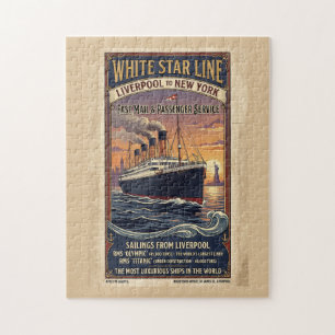 Weiße-Star-Linie Olympic- und Titanic-Plakat im Vi Puzzle