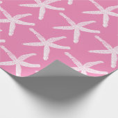 Weiße Starfish Muster Light Pink Beach Weihnachten Geschenkpapier (Ecke)