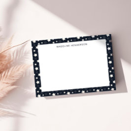 Weiße Stars Schwarzes Monogramm Mitteilungskarte