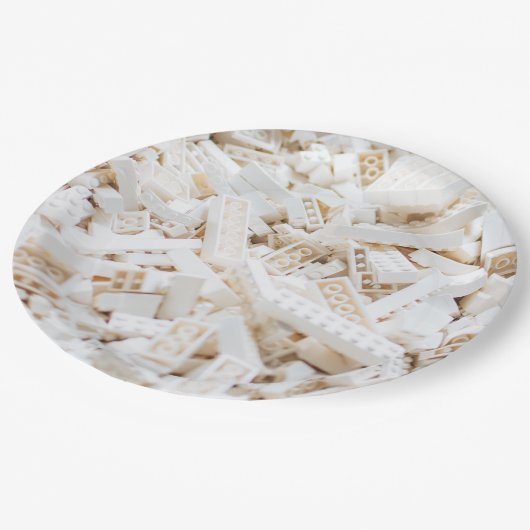 weiße Steine Pappteller (Schrägansicht)