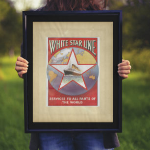 Weiße Stern Kreuzfahrtschiffe im Vintage-Stil Poster