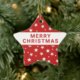 Weiße Sterne an Weihnachtsfeiertagen Keramik Ornament