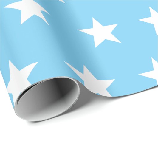 Weiße Sterne auf blau Geschenkpapier (Rolleneckpunkt)