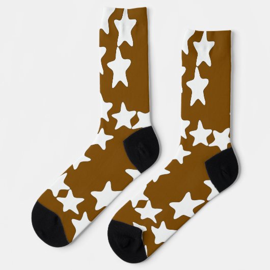 Weiße Sterne auf Braun Socken (Linkes Detail)