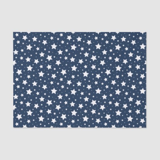 Weiße Sterne auf dunkelblauem Hintergrund Seidenpapier (Vorderseite)