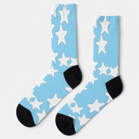 Weiße Sterne auf Hellblau Socken (Linkes Detail)