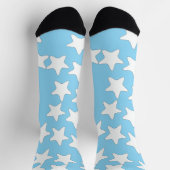 Weiße Sterne auf Hellblau Socken (Oben)