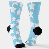 Weiße Sterne auf Hellblau Socken (Gewinkelt)