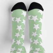 Weiße Sterne auf hellgrünem Hintergrund Socken (Oben)