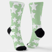 Weiße Sterne auf hellgrünem Hintergrund Socken (Gewinkelt)