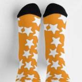 Weiße Sterne auf Orange Socken (Oben)