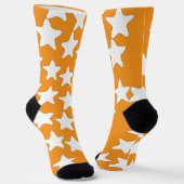 Weiße Sterne auf Orange Socken (Gewinkelt)