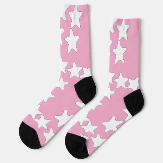 Weiße Sterne auf Rosa Socken (Linkes Detail)