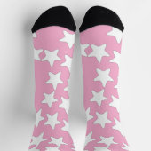 Weiße Sterne auf Rosa Socken (Oben)
