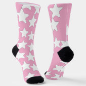 Weiße Sterne auf Rosa Socken (Gewinkelt)