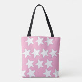 Weiße Sterne auf Rosa Tasche (Rückseite)