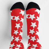 Weiße Sterne auf Rot Socken (Oben)