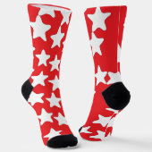 Weiße Sterne auf Rot Socken (Gewinkelt)