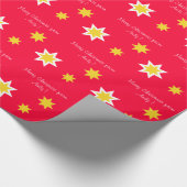 Weiße Sterne auf Rot, Weihnachten personalisiert Geschenkpapier (Ecke)