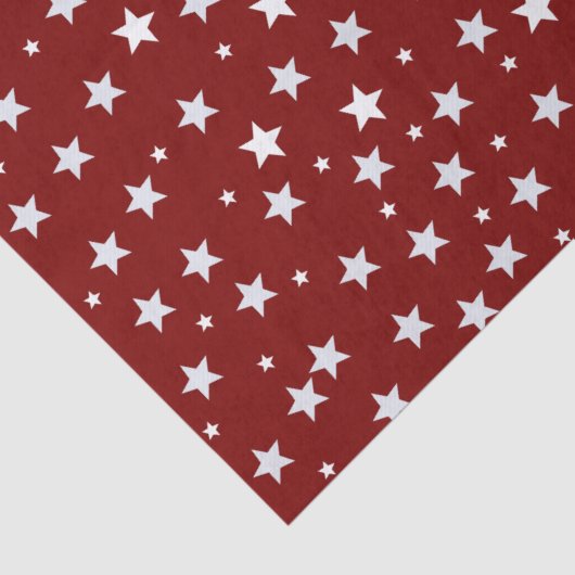 Weiße Sterne auf rotem Muster Seidenpapier (Ausschnitt)