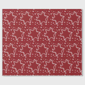 Weiße Sterne auf roten Weihnachten Geschenkpapier (Flach)