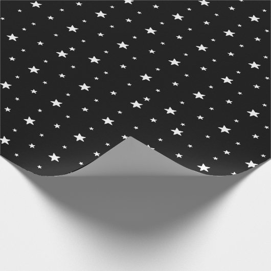 Weiße Sterne auf schwarz Geschenkpapier (Ecke)