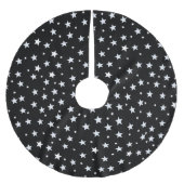 Weiße Sterne auf schwarz Polyester Weihnachtsbaumdecke (Vorderseite)