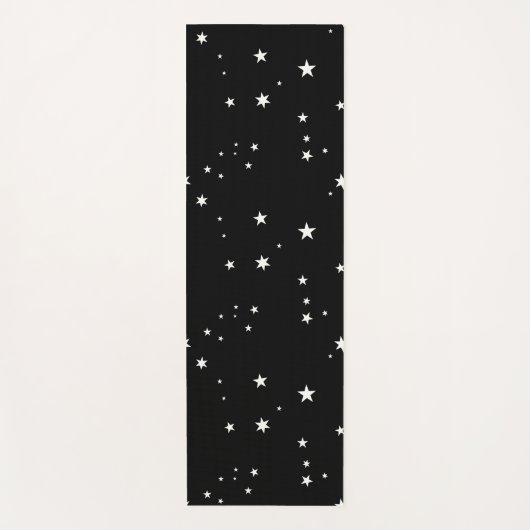 Weiße Sterne auf schwarz Yogamatte (Vorderseite)