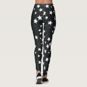 Weiße Sterne auf schwarzem Hintergrund Leggings (Rückseite)