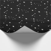 Weiße Sterne auf schwarzem Umschlagpapier Geschenkpapier (Ecke)