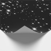 Weiße Sterne auf schwarzem Umschlagpapier Geschenkpapier (Ecke)