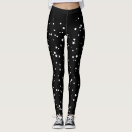 Weiße Sterne auf schwarzen Leggings