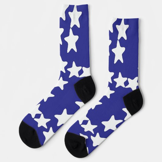 Weiße Sterne auf tiefem Blau   Socken (Linkes Detail)