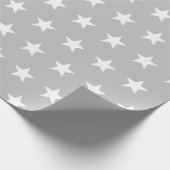 Weiße Sterne auf weichem Grau Geschenkpapier (Ecke)
