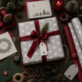 Weiße Sterne auf weichem Grau Geschenkpapier