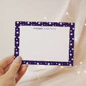 Weiße Sterne Dunkles Lila Monogramm Mitteilungskarte