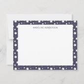 Weiße Sterne Dusty Blue Monogram Mitteilungskarte (Vorderseite)