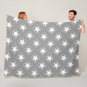 Weiße Sterne Elegante Graue Farbdesign Sterne Fleecedecke