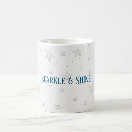 Weiße Sterne funkeln Kaffeetasse (Mittel)