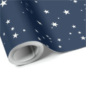 Weiße Sterne für blaues Navy-Wrapping-Papier Geschenkpapier (Rolleneckpunkt)