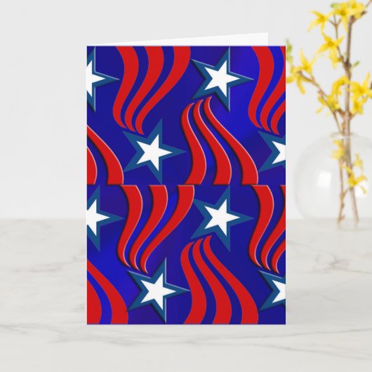 Weiße Sterne, rote Streifen Blaue Patriotische Fer Karte (Gelbe Blume)