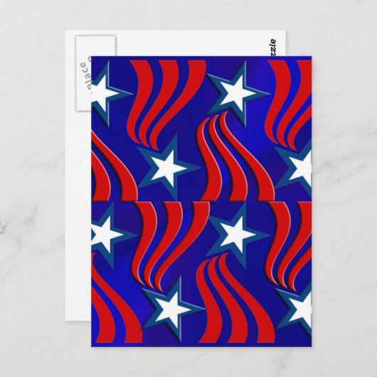 Weiße Sterne, rote Streifen und blauer Hintergrund Postkarte (Vorne/Hinten)