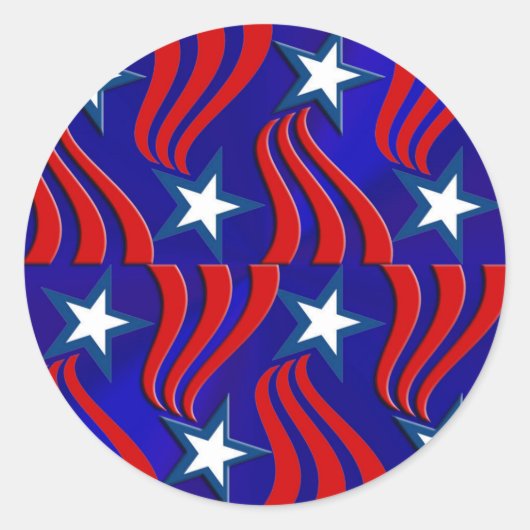 Weiße Sterne, rote Streifen und blauer Hintergrund Runder Aufkleber (Vorderseite)